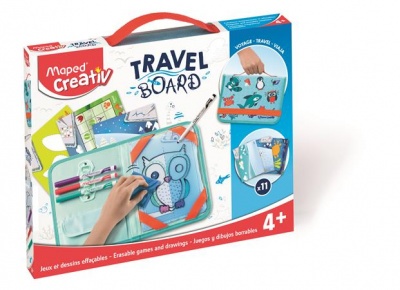 Kreatív készségfejlesztő tábla, utazótáskával, állati móka, MAPED CREATIV "Travel Board"