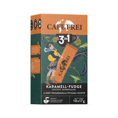 Instant kávé, 10x17 g, CAFE FREI "Skót Karamell-Fudge 3 in 1"