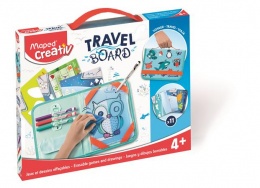 Kreatív készségfejlesztő tábla, utazótáskával, állati móka, MAPED CREATIV "Travel Board"