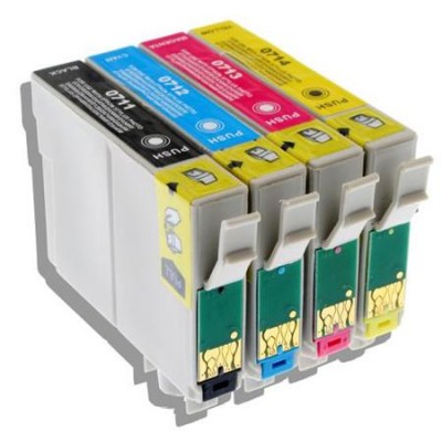 Epson T0715 festékpatron csomag, multipack, utángyártott, Bk+C+M+Y