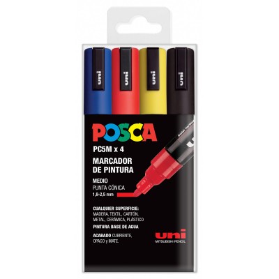 UNI Posca PC-5M dekormarker készlet, 4 alap szín